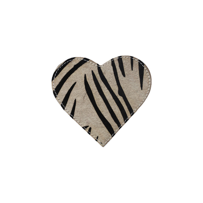 Onderzetter Koehuid Hart Zebra 14cm* Mars & More