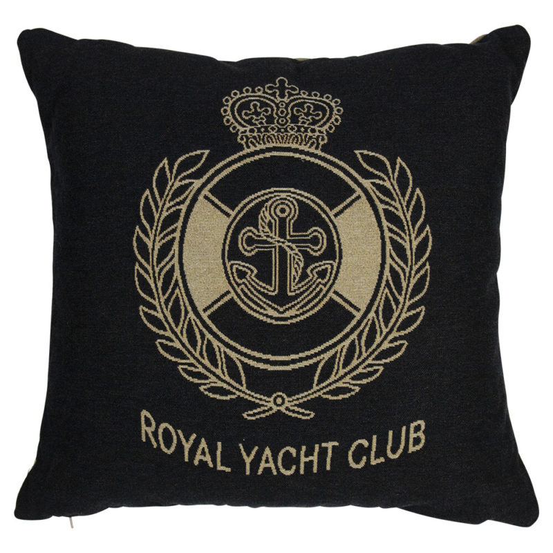 Gobelin Kussen Antraciet Royal Yacht Club 45x45cm* Mars & More