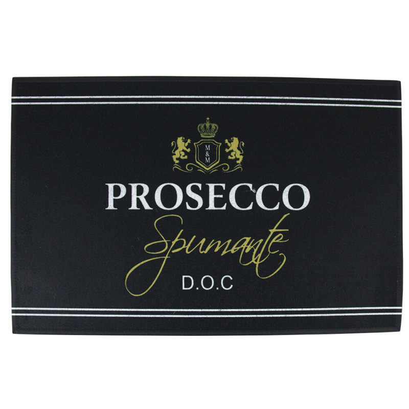 Deurmat Wijn Prosecco Zwart 75x50cm Mars & More